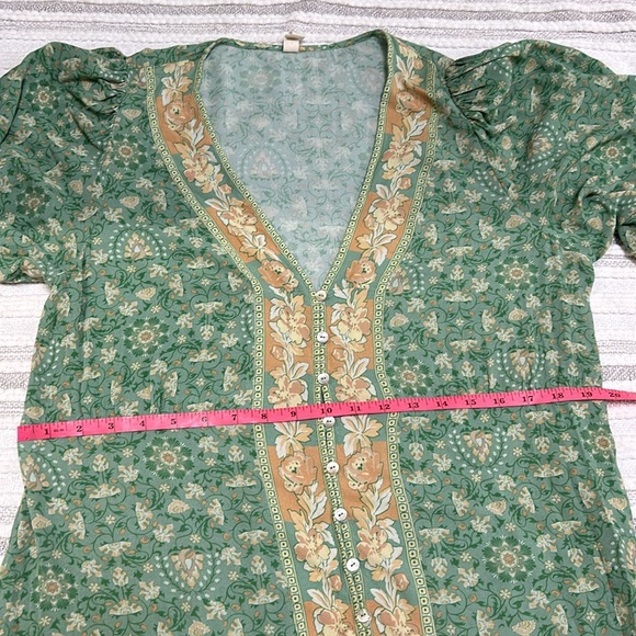 Spell Madame Peacock Button Through Gown Long Dress Emerald Color XL Patterned - Picture 8 of 12